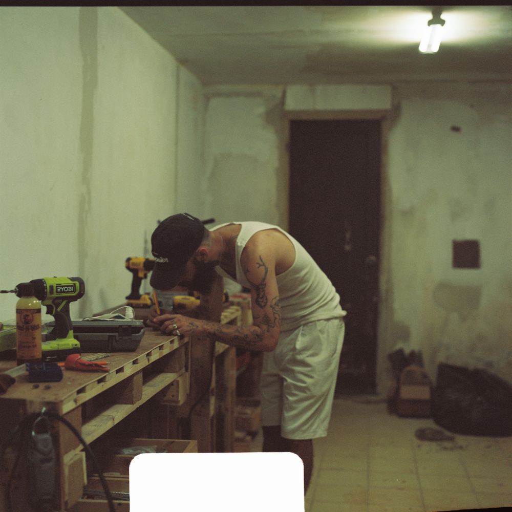 Drilling a deck at the workbench
