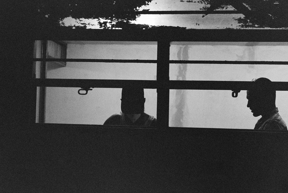 Silhouette in the workshop window